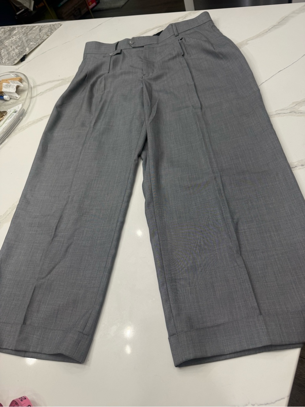 Gray Button-Front Stacy Adams Slacks